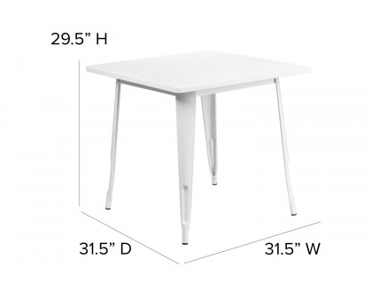 BLNK™ Felix Commercial Square Metal Indoor-Outdoor Table - White