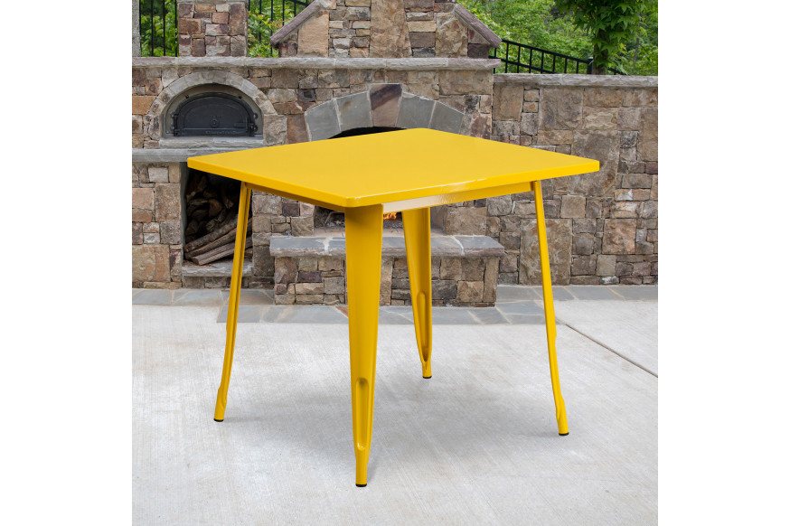 BLNK™ Felix Commercial Square Metal Indoor-Outdoor Table - Yellow