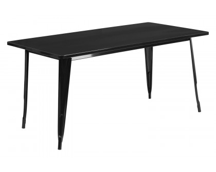 BLNK Charis Commercial Rectangular Metal Indoor-Outdoor Table - Black