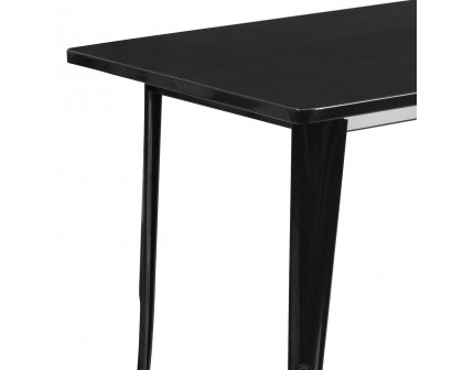 BLNK Charis Commercial Rectangular Metal Indoor-Outdoor Table - Black