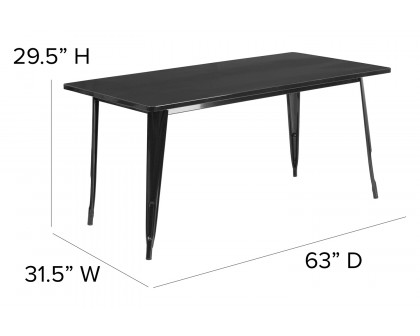 BLNK Charis Commercial Rectangular Metal Indoor-Outdoor Table - Black