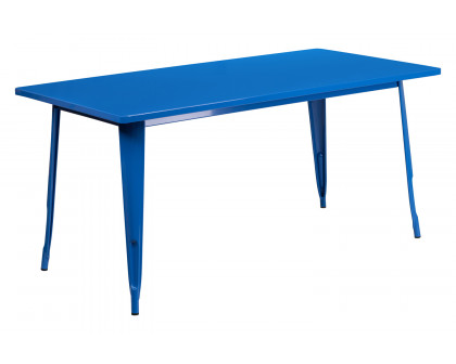 BLNK Charis Commercial Rectangular Metal Indoor-Outdoor Table - Blue