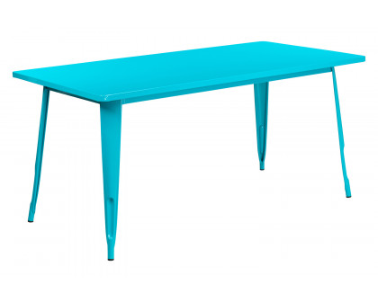 BLNK Charis Commercial Rectangular Metal Indoor-Outdoor Table - Crystal Teal/Blue