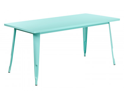 BLNK Charis Commercial Rectangular Metal Indoor-Outdoor Table - Mint Green