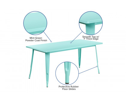 BLNK Charis Commercial Rectangular Metal Indoor-Outdoor Table - Mint Green