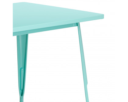 BLNK Charis Commercial Rectangular Metal Indoor-Outdoor Table - Mint Green