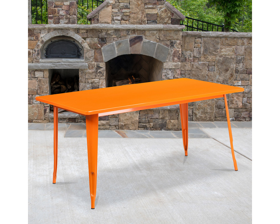 BLNK Charis Commercial Rectangular Metal Indoor-Outdoor Table - Orange