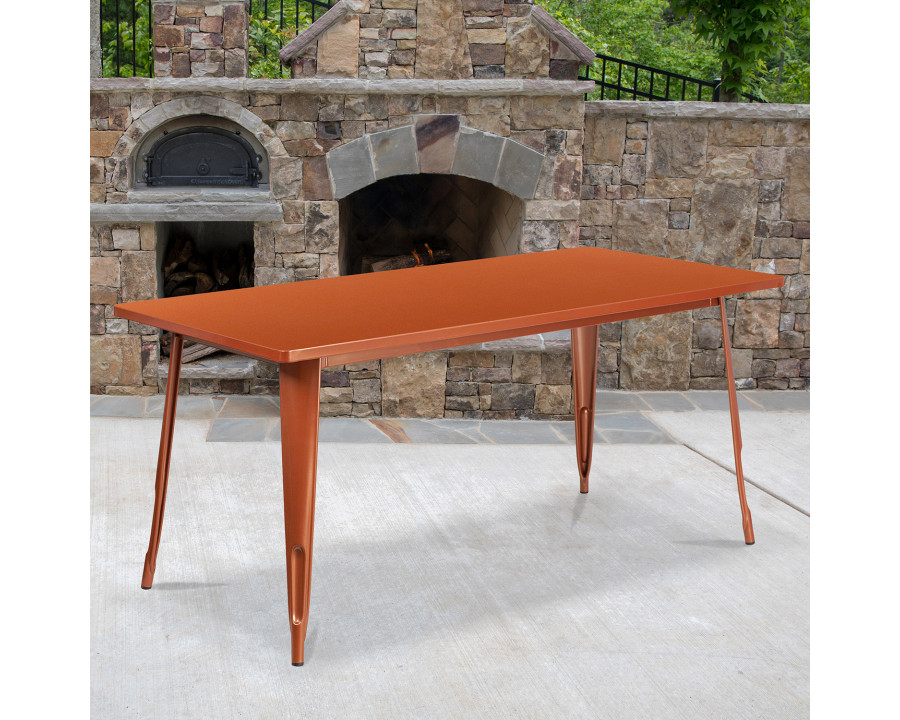 BLNK Charis Commercial Rectangular Metal Indoor-Outdoor Table - Copper