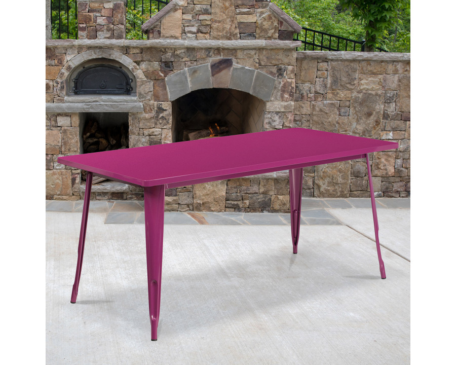 BLNK Charis Commercial Rectangular Metal Indoor-Outdoor Table - Purple