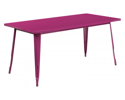 BLNK Charis Commercial Rectangular Metal Indoor-Outdoor Table - Purple