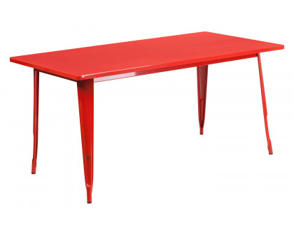 BLNK Charis Commercial Rectangular Metal Indoor-Outdoor Table - Red