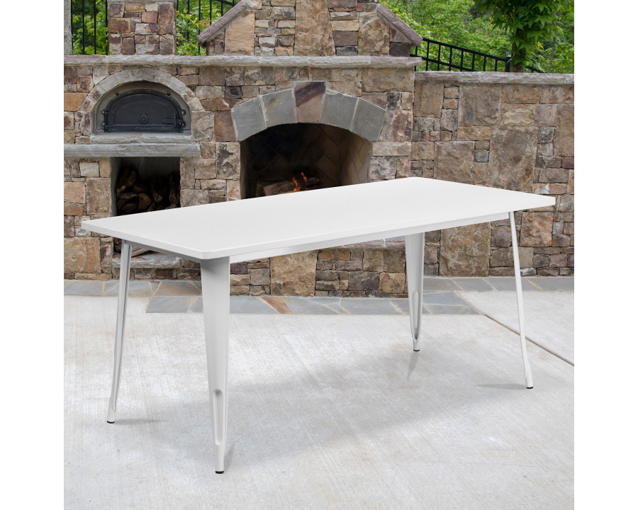 BLNK Charis Commercial Rectangular Metal Indoor-Outdoor Table - White