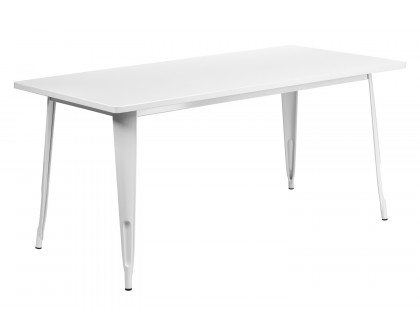 BLNK Charis Commercial Rectangular Metal Indoor-Outdoor Table - White