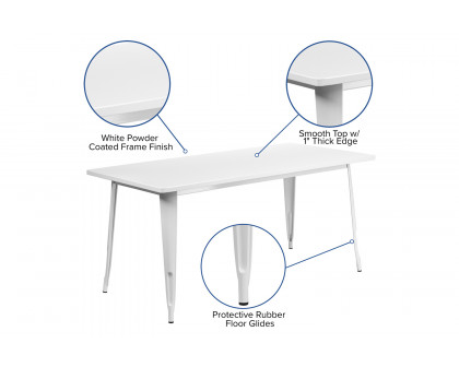 BLNK Charis Commercial Rectangular Metal Indoor-Outdoor Table - White