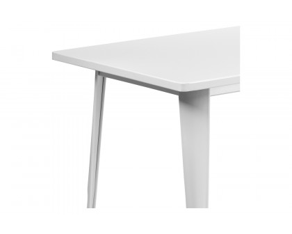 BLNK Charis Commercial Rectangular Metal Indoor-Outdoor Table - White