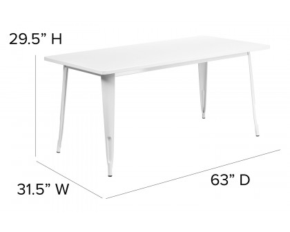 BLNK Charis Commercial Rectangular Metal Indoor-Outdoor Table - White