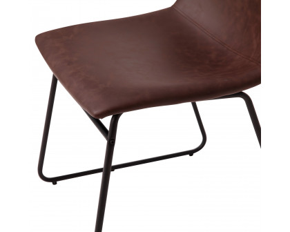 BLNK Butler LeatherSoft Table Height Dining Chair, Mid-Back Sled Base with Black Frame Set of 2 - Dark Brown