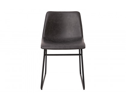 BLNK Butler LeatherSoft Table Height Dining Chair, Mid-Back Sled Base with Black Frame Set of 2 - Dark Gray