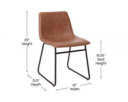 BLNK Butler LeatherSoft Table Height Dining Chair, Mid-Back Sled Base with Black Frame Set of 2 - Light Brown