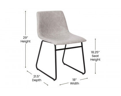 BLNK Butler LeatherSoft Table Height Dining Chair, Mid-Back Sled Base with Black Frame Set of 2 - Light Gray