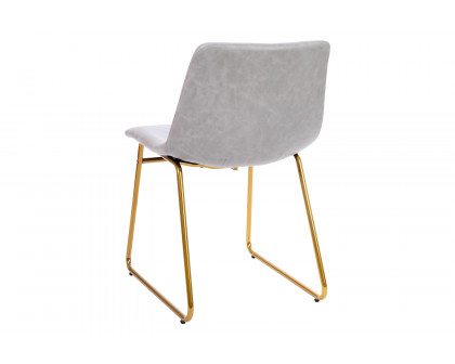 BLNK Butler LeatherSoft Table Height Dining Chair, Mid-Back Sled Base with Gold Frame Set of 2 - Light Gray