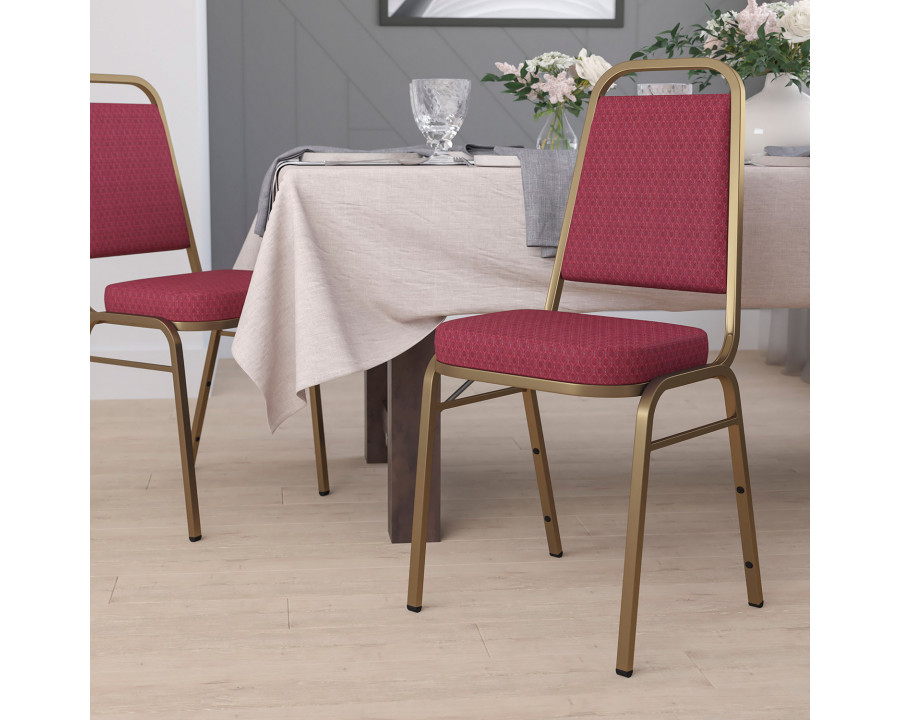 BLNK HERCULES Series Fabric Trapezoidal Back Stacking Banquet Chair with Gold Frame