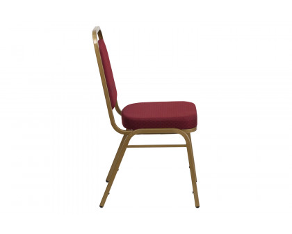 BLNK™ HERCULES Series Fabric Trapezoidal Back Stacking Banquet Chair with Gold Frame - Burgundy Patterned