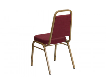 BLNK™ HERCULES Series Fabric Trapezoidal Back Stacking Banquet Chair with Gold Frame - Burgundy Patterned