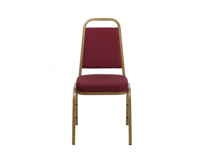 BLNK™ HERCULES Series Fabric Trapezoidal Back Stacking Banquet Chair with Gold Frame - Burgundy Patterned