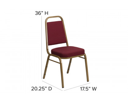 BLNK™ HERCULES Series Fabric Trapezoidal Back Stacking Banquet Chair with Gold Frame - Burgundy Patterned