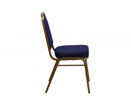 BLNK™ HERCULES Series Fabric Trapezoidal Back Stacking Banquet Chair with Gold Frame - Navy Patterned