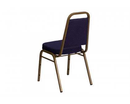 BLNK™ HERCULES Series Fabric Trapezoidal Back Stacking Banquet Chair with Gold Frame - Navy Patterned