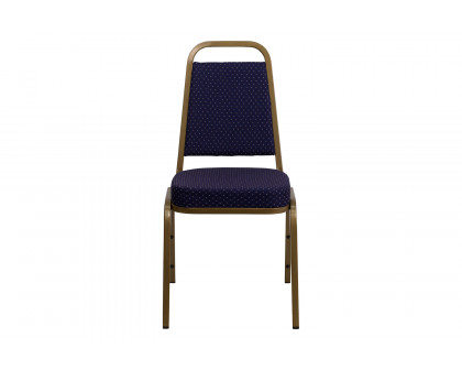 BLNK™ HERCULES Series Fabric Trapezoidal Back Stacking Banquet Chair with Gold Frame - Navy Patterned