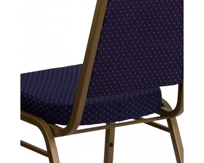 BLNK™ HERCULES Series Fabric Trapezoidal Back Stacking Banquet Chair with Gold Frame - Navy Patterned