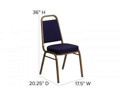 BLNK™ HERCULES Series Fabric Trapezoidal Back Stacking Banquet Chair with Gold Frame - Navy Patterned