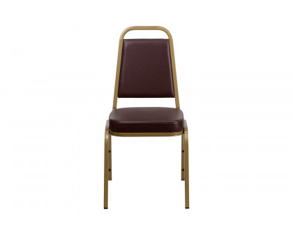 BLNK™ HERCULES Series Vinyl Trapezoidal Back Stacking Banquet Chair with Gold Frame - Brown