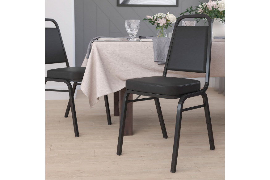 BLNK™ HERCULES Series Vinyl Trapezoidal Back Stacking Banquet Chair - Black, 36"H