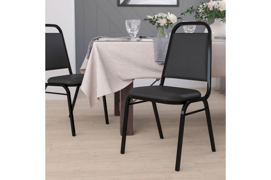 BLNK™ HERCULES Series Vinyl Trapezoidal Back Stacking Banquet Chair - Black, 34"H