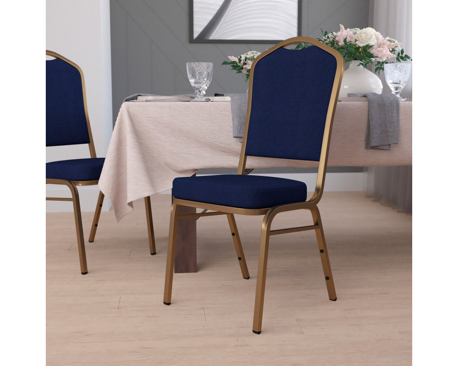 BLNK HERCULES Series Fabric Crown Back Stacking Banquet Chair with Gold Frame