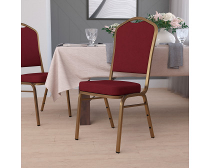 BLNK HERCULES Series Fabric Crown Back Stacking Banquet Chair with Gold Frame