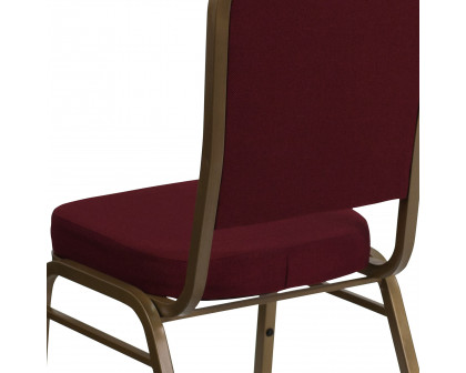 BLNK™ HERCULES Series Fabric Crown Back Stacking Banquet Chair with Gold Frame - Burgundy