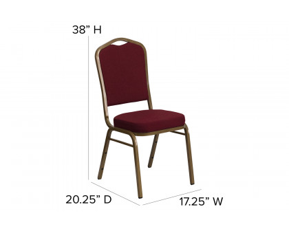 BLNK™ HERCULES Series Fabric Crown Back Stacking Banquet Chair with Gold Frame - Burgundy