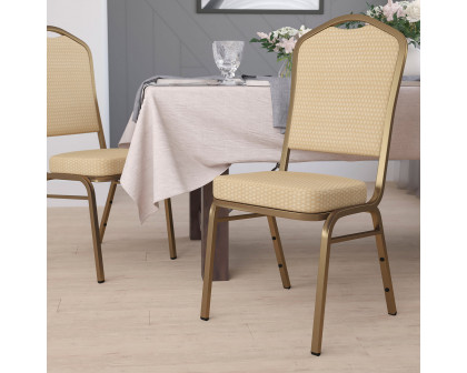 BLNK HERCULES Series Fabric Crown Back Stacking Banquet Chair with Gold Frame