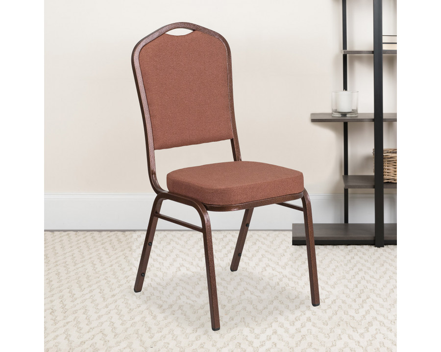 BLNK HERCULES Series Fabric Crown Back Stacking Banquet Chair with Copper Vein Frame - Brown