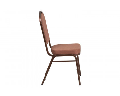 BLNK™ HERCULES Series Fabric Crown Back Stacking Banquet Chair with Copper Vein Frame - Brown