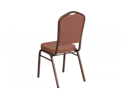 BLNK™ HERCULES Series Fabric Crown Back Stacking Banquet Chair with Copper Vein Frame - Brown