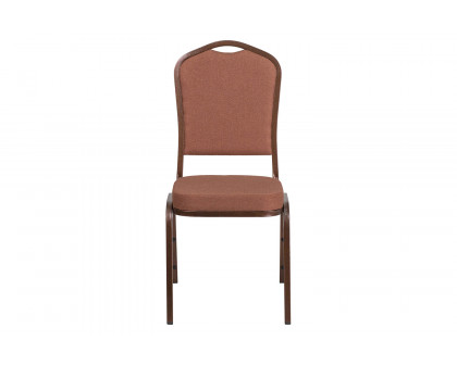 BLNK™ HERCULES Series Fabric Crown Back Stacking Banquet Chair with Copper Vein Frame - Brown