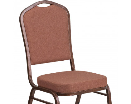 BLNK™ HERCULES Series Fabric Crown Back Stacking Banquet Chair with Copper Vein Frame - Brown