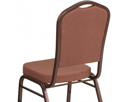 BLNK™ HERCULES Series Fabric Crown Back Stacking Banquet Chair with Copper Vein Frame - Brown