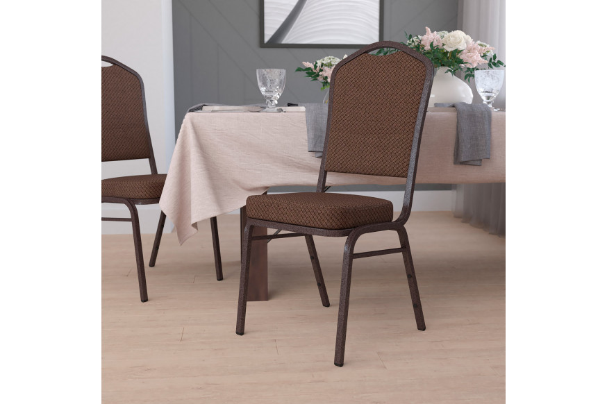 BLNK™ HERCULES Series Fabric Crown Back Stacking Banquet Chair with Copper Vein Frame - Brown Patterned